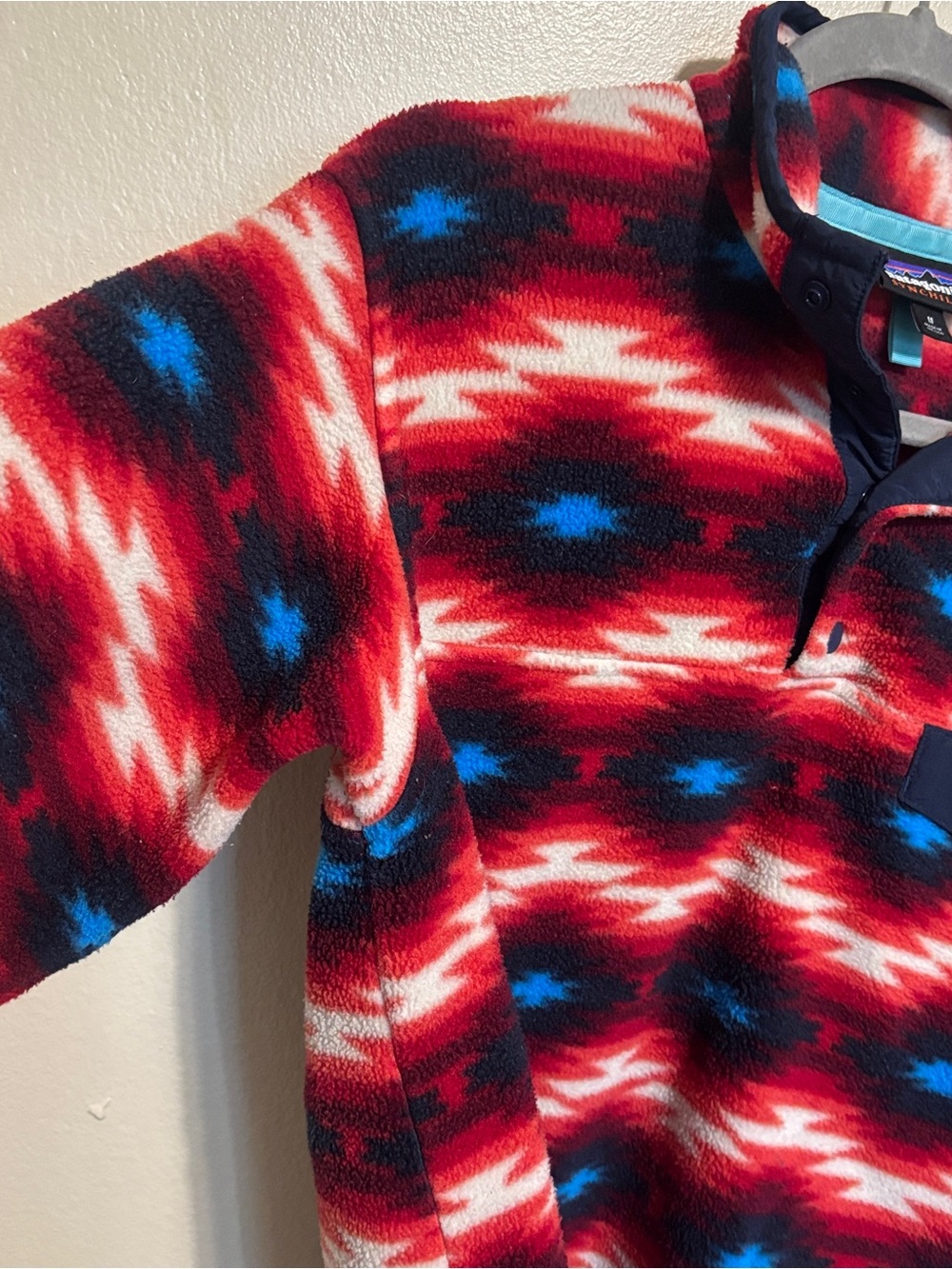 Patagonia Synchilla Snap-T Fleece Pullover Aztec Blue Red Women’s M Wild Desert - Picture 4 of 6